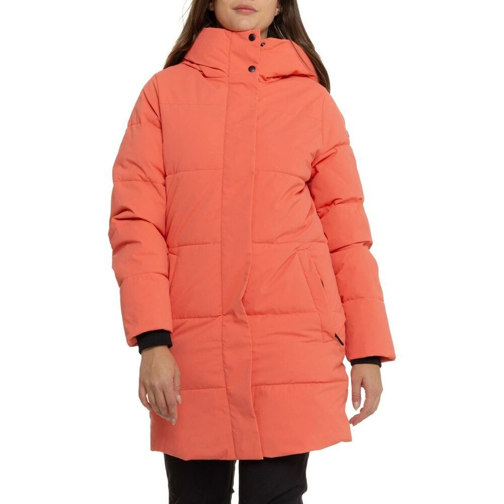 Killtec Quilted Long Parka‎ Puffer Insulated Winter Jacket Sz 8  Hooded Orange